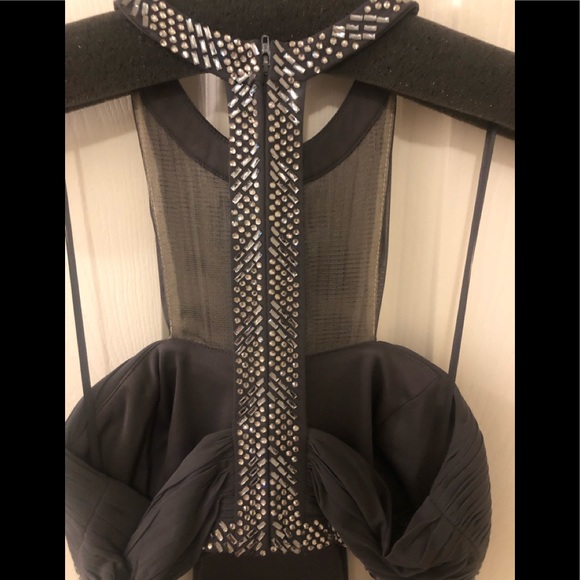 Grey Beaded Layer Cutout Gown (Rhinestones) - Picture 8 of 14